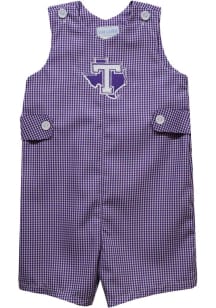Vive La Fete Tarleton State Texans Baby Purple Gingham Overalls