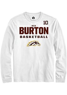 Max Burton Western Michigan Broncos White NIL Stacked Box Long Sleeve Player T Shirt