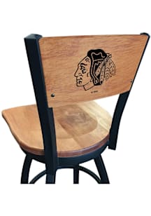 Chicago Blackhawks Maple Seat Maple Back Swivel Pub Stool - Brown