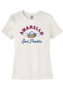 Summit Sportswear Amarillo Sod Poodles Womens White Vintage Arch Script Short Sleeve T-Shirt