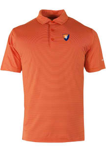 Mens Illinois Fighting Illini Orange Columbia Vault Heat Seal Double Hit Short Sleeve Polo Shirt