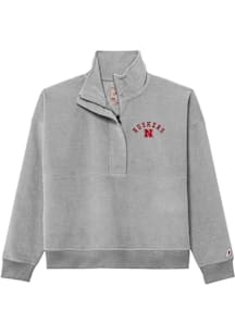 Nebraska Cornhuskers Womens Grey Corded Qtr Zip