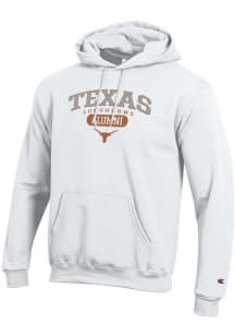 Champion Texas Longhorns Mens White Pill Alumni Powerblend Long Sleeve Hoodie