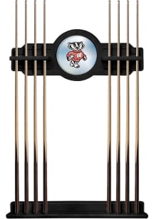 Black Wisconsin Badgers Mascot Solid Wood Cue Rack Pool Table