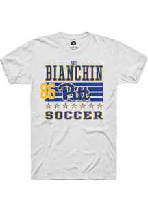 Adi Bianchin Rally Mens White Pitt Panthers NIL Striped Player T Shirt