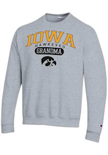 Champion Iowa Hawkeyes Mens Grey Pill Box Grandma Powerblend Long Sleeve Crew Sweatshirt