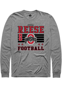 Arvell Reese Mens Grey Ohio State Buckeyes NIL Striped Long Sleeve Player T Shirt