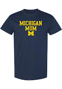 Michigan Wolverines Womens Navy Blue Basic Block Mom Short Sleeve T-Shirt