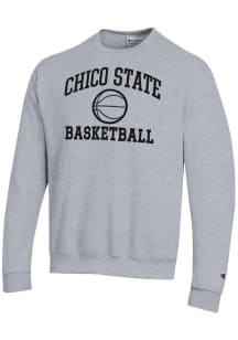 Champion CSU Chico Wildcats Mens Grey Basketball Powerblend Long Sleeve Crew Sweatshirt