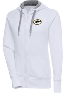Antigua Green Bay Packers Womens White Victory Long Sleeve Full Zip Jacket