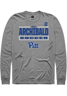 Mya Archibald Mens Graphite Pitt Panthers NIL Stacked Box Long Sleeve Player T Shirt