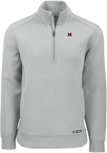 Cutter and Buck Miami RedHawks Mens Ash Roam Long Sleeve Qtr Zip Pullover
