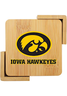 Iowa Hawkeyes 4 pack wooden Coaster - Black