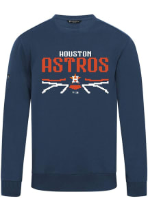 Levelwear Houston Astros Mens Navy Blue Zane Arcade Long Sleeve Crew Sweatshirt