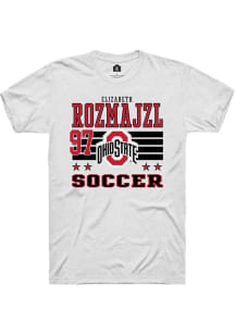 Elizabeth Rozmajzl Rally Mens White Ohio State Buckeyes NIL Striped Player T Shirt