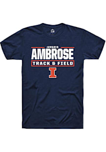 Javaris Ambrose Illinois Fighting Illini Navy Blue NIL Stacked Box Short Sleeve Player T Shirt