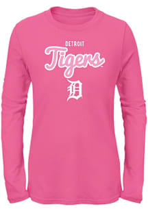 Detroit Tigers Girls Pink Big Game Long Sleeve T-shirt