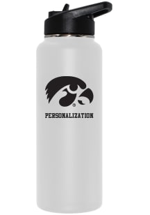 White Iowa Hawkeyes Personalized 34oz Quencher Stainless Steel Bottle