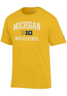 Champion Michigan Wolverines Yellow Big 10 Jersey Short Sleeve T Shirt