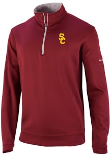 Mens USC Trojans Red Columbia Heat Seal Omni Wick Wickhams Hills Qtr Zip Pullover