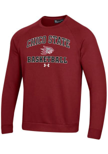 Under Armour CSU Chico Wildcats Mens Crimson Basketball Rival Long Sleeve Crew Sweatshirt