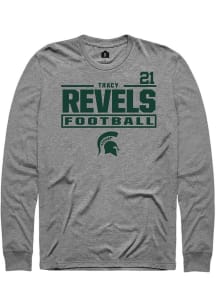 Tracy Revels Mens Graphite Michigan State Spartans NIL Stacked Box Long Sleeve Player T Shirt