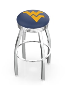 West Virginia Mountaineers 3 Ring Chrome Seat Pub Stool -