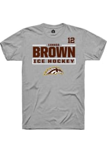 Connor Brown Rally Mens Grey Western Michigan Broncos NIL Stacked Box Player T Shirt