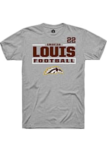 Amarian Louis Western Michigan Broncos Grey Football NIL Stacked Box Short Sleeve Player T Shirt