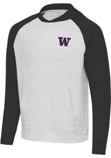 Mens Washington Huskies Black Antigua Urgent Hooded Sweatshirt