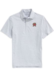Mens Maryland Terrapins Ash Vineyard Vines Sankaty Stripe Short Sleeve Fashion Polo