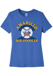 Summit Sportswear Amarillo Sod Poodles Womens Blue Soft Arch Short Sleeve T-Shirt