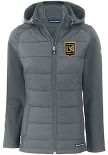Cutter and Buck Los Angeles FC Womens Graphite Evoke Hood Heavy Weight Jacket