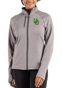 Womens Oregon Ducks Graphite Cutter and Buck Peshastin Long Sleeve Full Zip Jacket