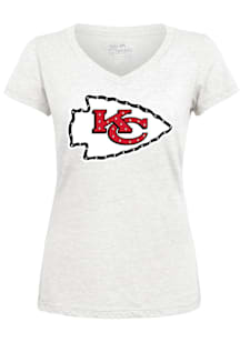 Kansas City Chiefs Womens White Primary Bling Short Sleeve T-Shirt