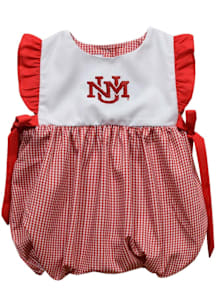 Vive La Fete New Mexico Lobos Baby Girls Red Gingham Bubble Short Sleeve Dress