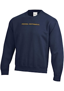 Mens Navy Blue Drexel Dragons Embroidered Crew Sweatshirt