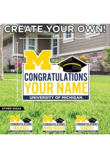 White Michigan Wolverines Personalized Congratulations Grad Yard Sign