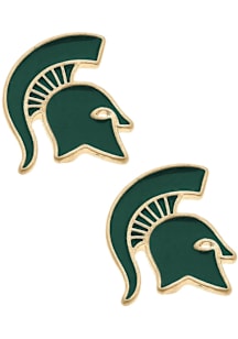 Enamel Logo Stud Michigan State Spartans Womens Earrings - Green