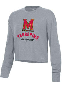 Womens Maryland Terrapins Grey Under Armour All Day LS Tee