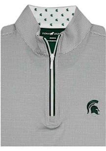 Michigan State Spartans Mens White Custom Trim Sparty Head Long Sleeve Qtr Zip Fashion Pullover
