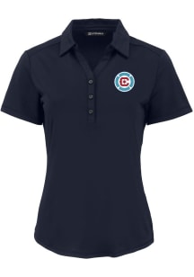 Cutter and Buck Chicago Fire Womens Navy Blue Forge Eco Polo Short Sleeve Polo Shirt