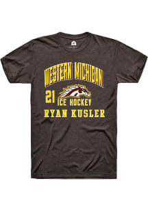 Ryan Kusler Rally Mens Brown Western Michigan Broncos NIL Arch Logo Player T Shirt