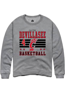 Caliyah DeVillasee Cincinnati Bearcats Mens Grey NIL Striped Player Crew