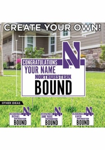 White Northwestern Wildcats Personalized School Bound Yard Sign