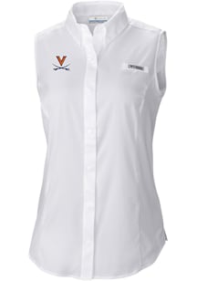 Columbia Virginia Cavaliers Womens White Heat Seal Omni Wick Tamiami Polo Shirt