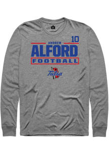 Andrew Alford Mens Graphite Tulsa Golden Hurricane NIL Stacked Box Long Sleeve Player T Shirt