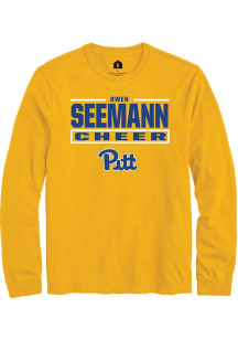 Owen Seemann Mens Gold Pitt Panthers NIL Stacked Box Long Sleeve Player T Shirt