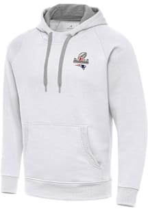Antigua New England Patriots Mens White 2025 AFC Champions Victory Long Sleeve Hoodie