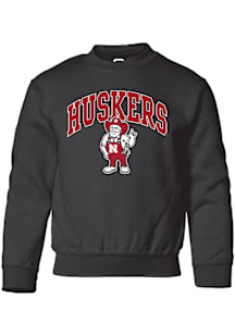 Summit Sportswear Nebraska Cornhuskers Youth Black Huskers Long Sleeve Crew Sweatshirt